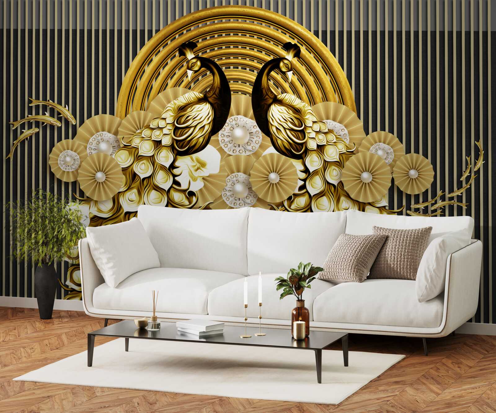 Фотошпалери вироби із зображенням павичів