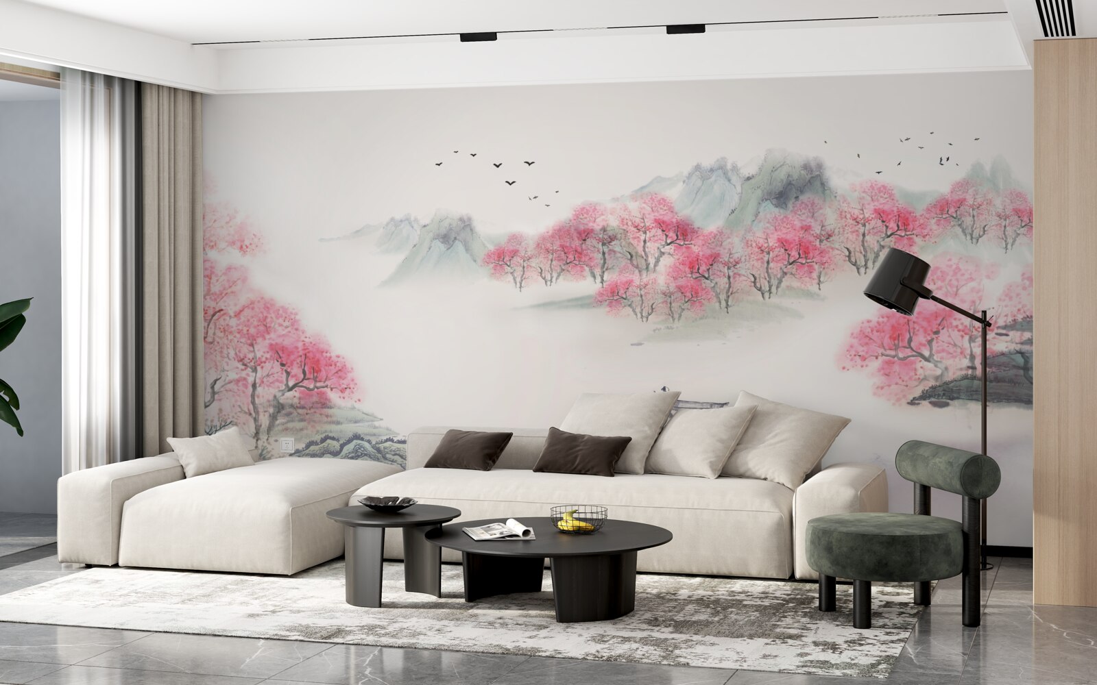 Фотошпалери Човен у лісі, оповитому ранковим туманом