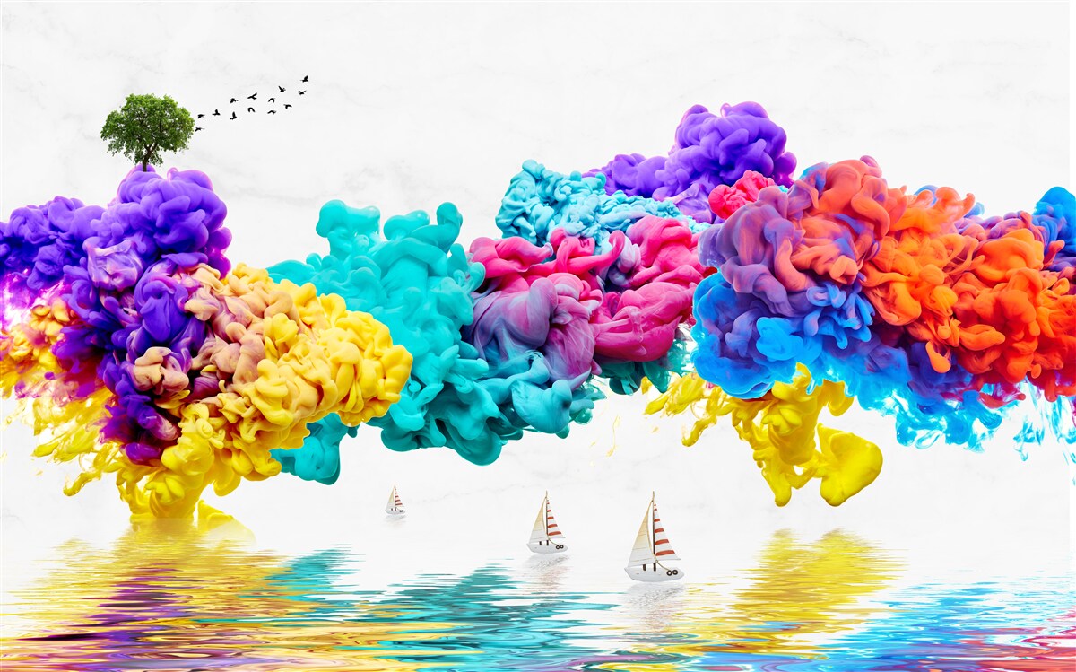 Фотошпалери яскраві кольори над поверхнею води