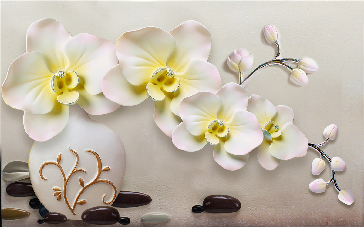 Фотошпалери декоровані квіти орхідей