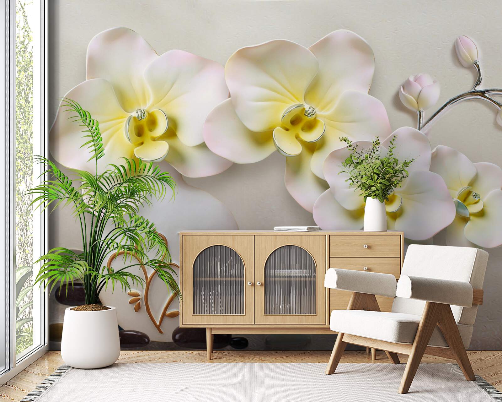 Фотошпалери декоровані квіти орхідей