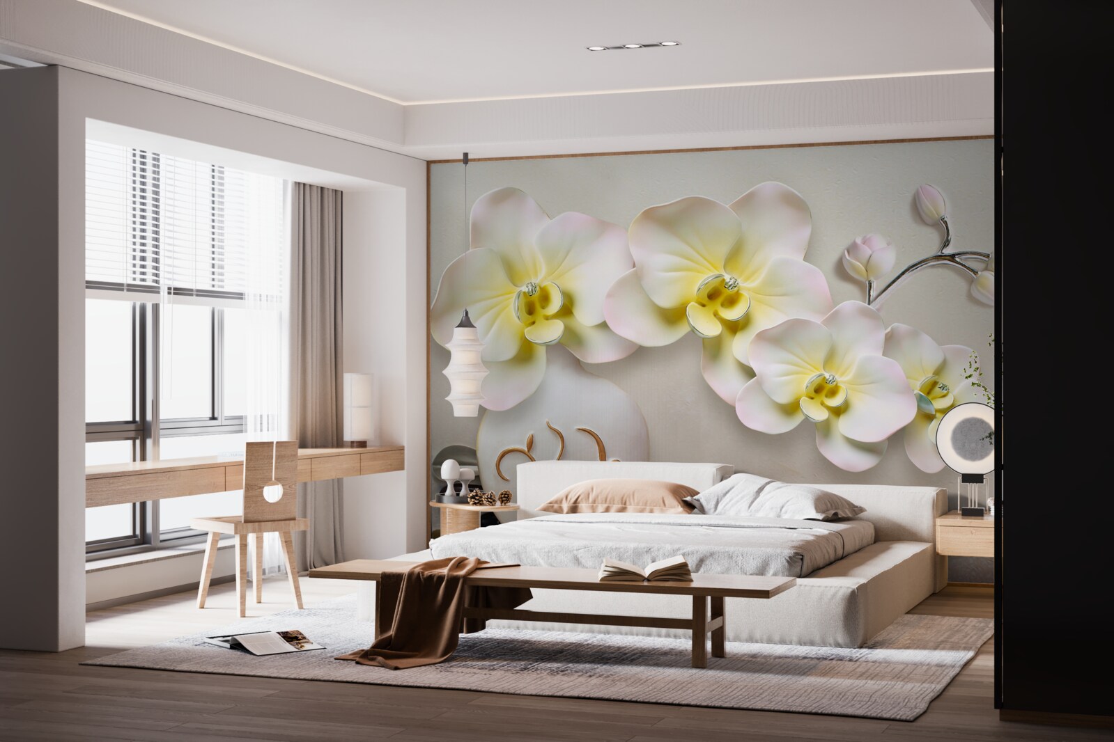 Фотошпалери декоровані квіти орхідей