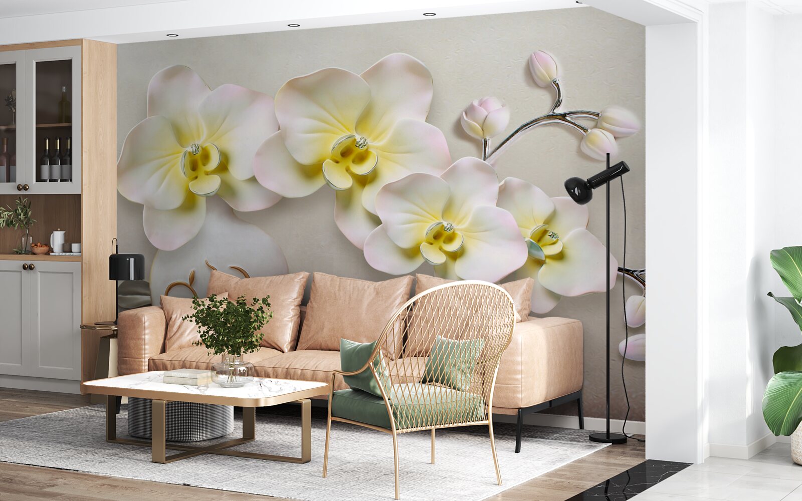 Фотошпалери декоровані квіти орхідей