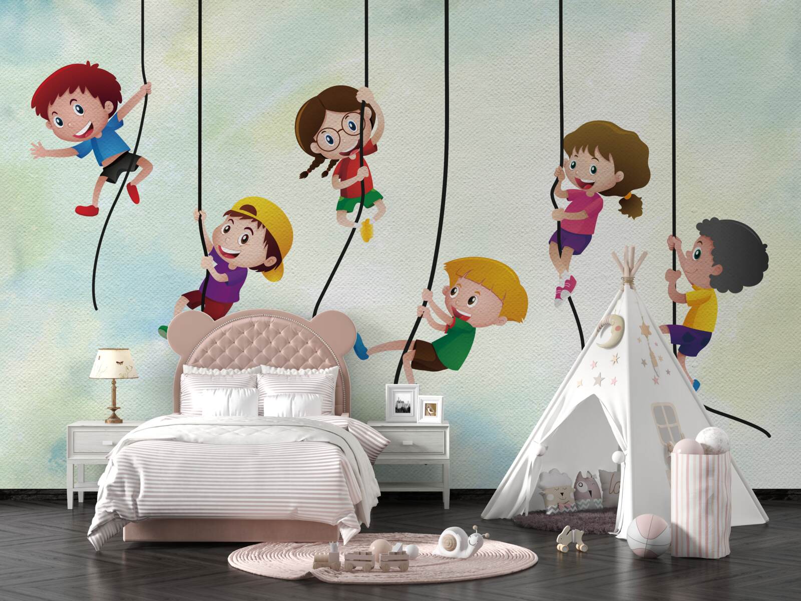 Фотошпалери хлопці на мотузках