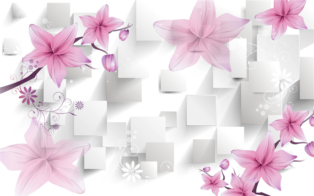 Фотошпалери абстрактний з фіолетовими бутонами