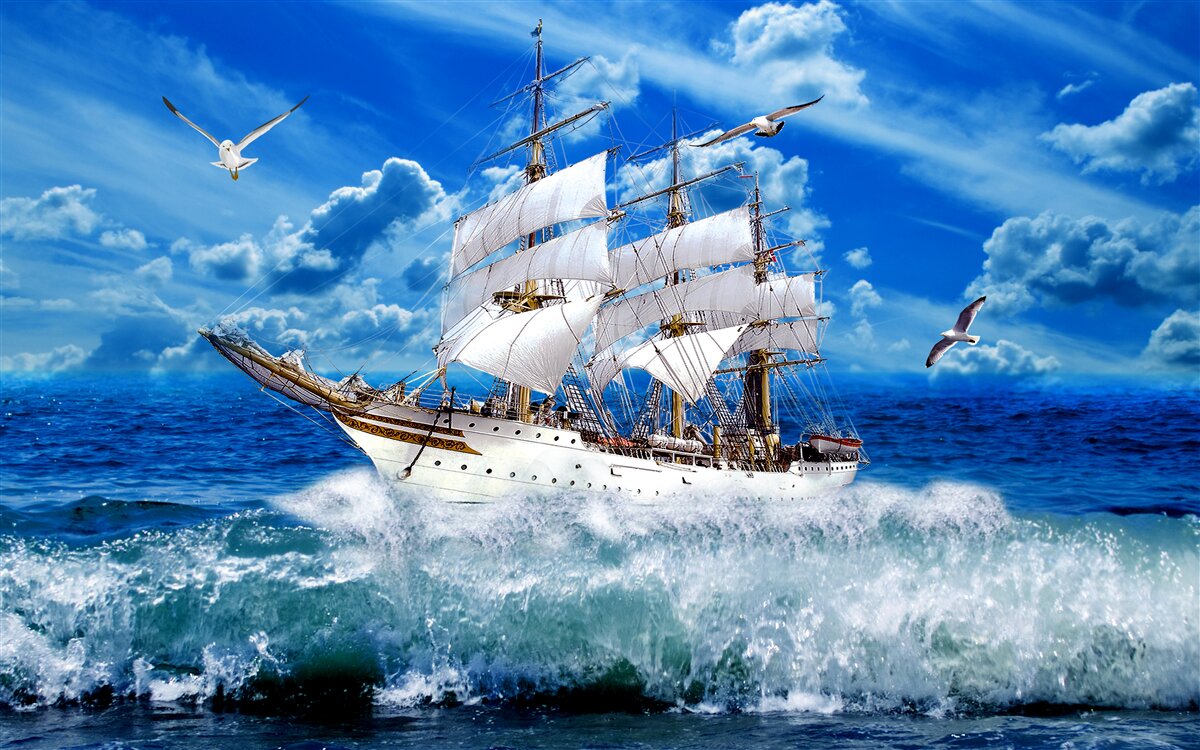 Фотошпалери корабель перемагає шторм