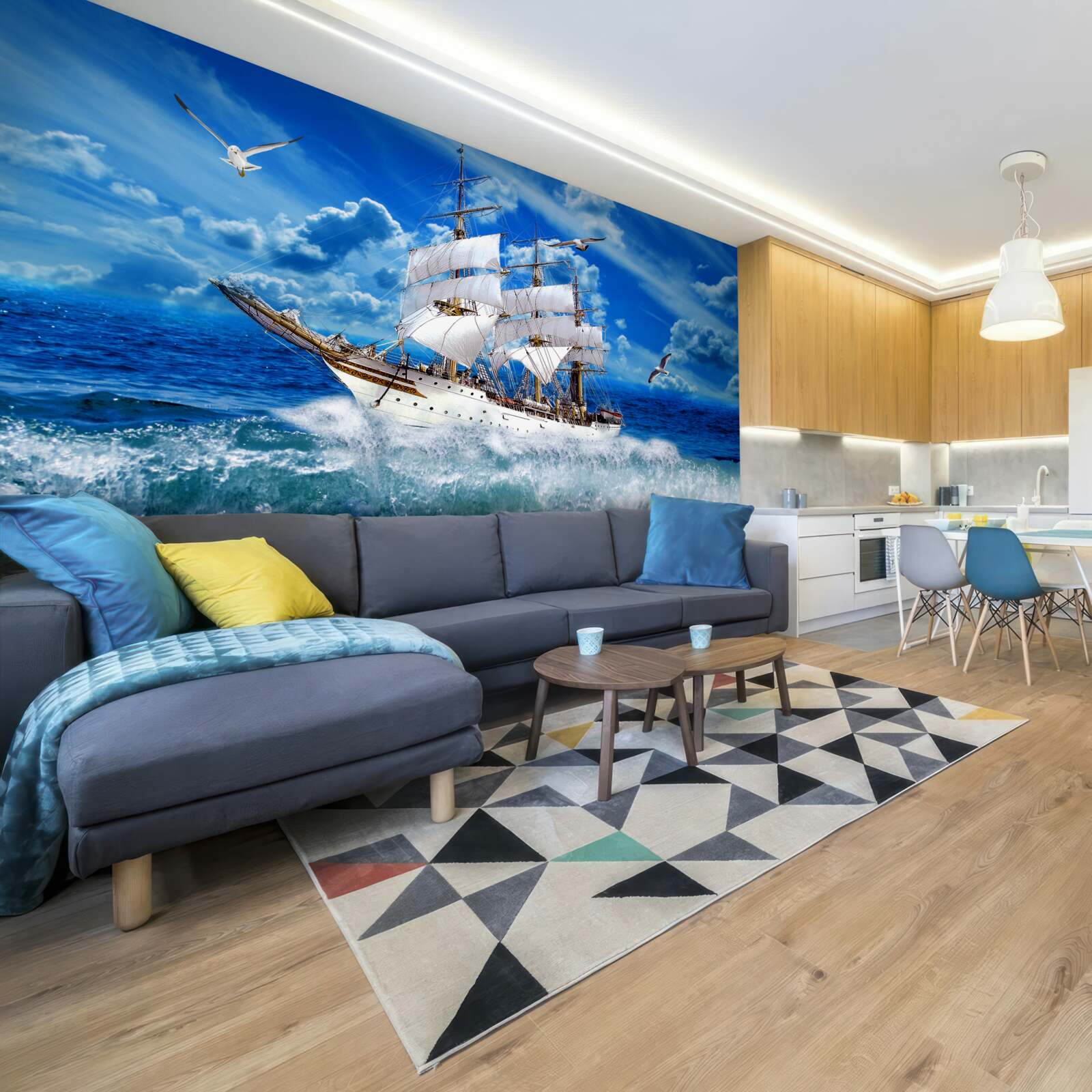 Фотошпалери корабель перемагає шторм