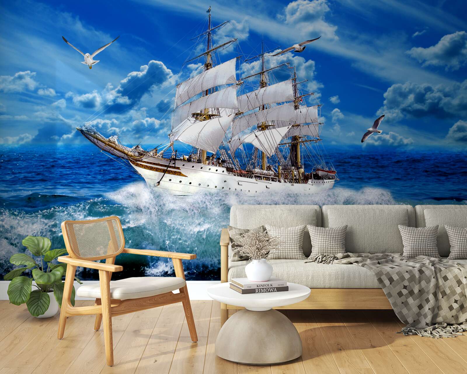 Фотошпалери корабель перемагає шторм