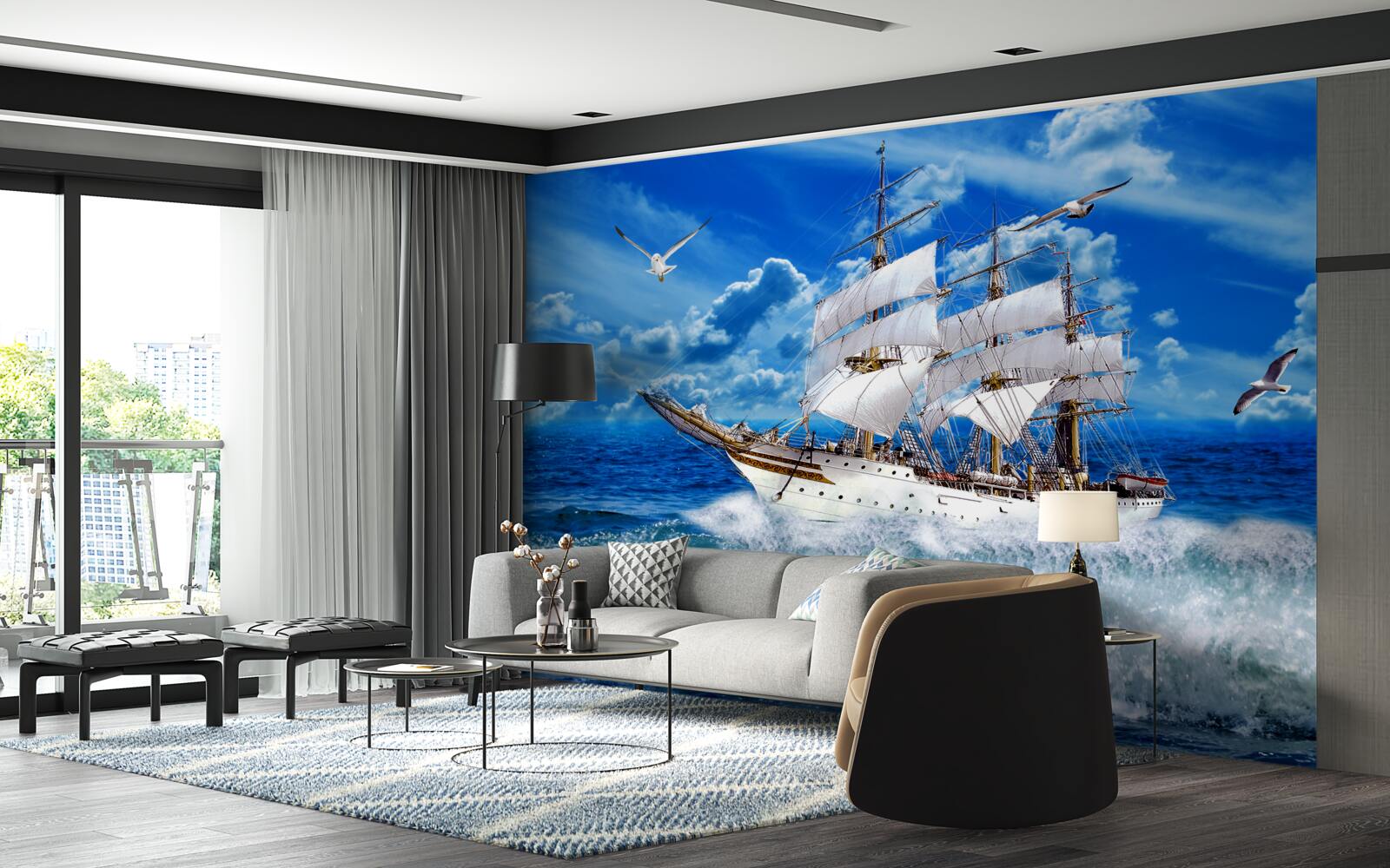 Фотошпалери корабель перемагає шторм