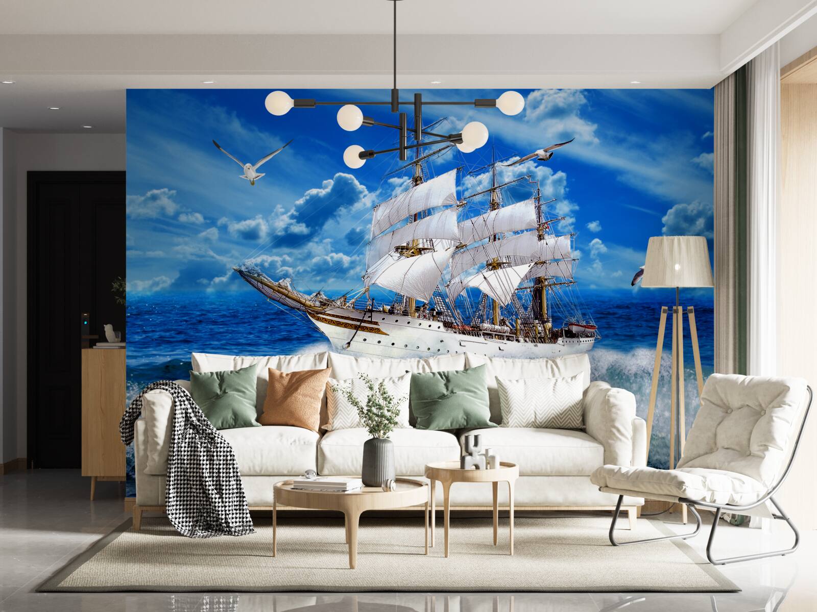 Фотошпалери корабель перемагає шторм