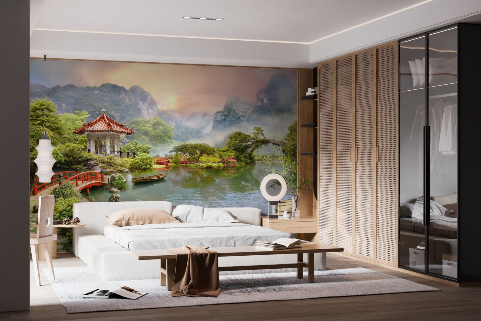 Фотошпалери туманний пейзаж японського саду