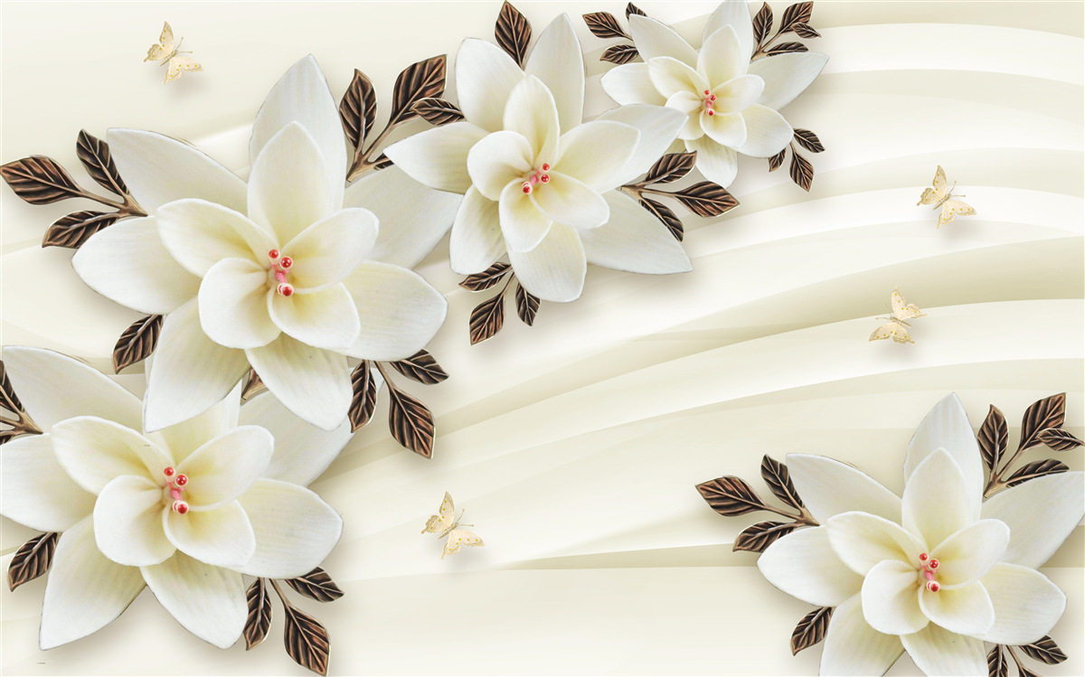 Фотошпалери тканина прикрашена білими квітами лотоса