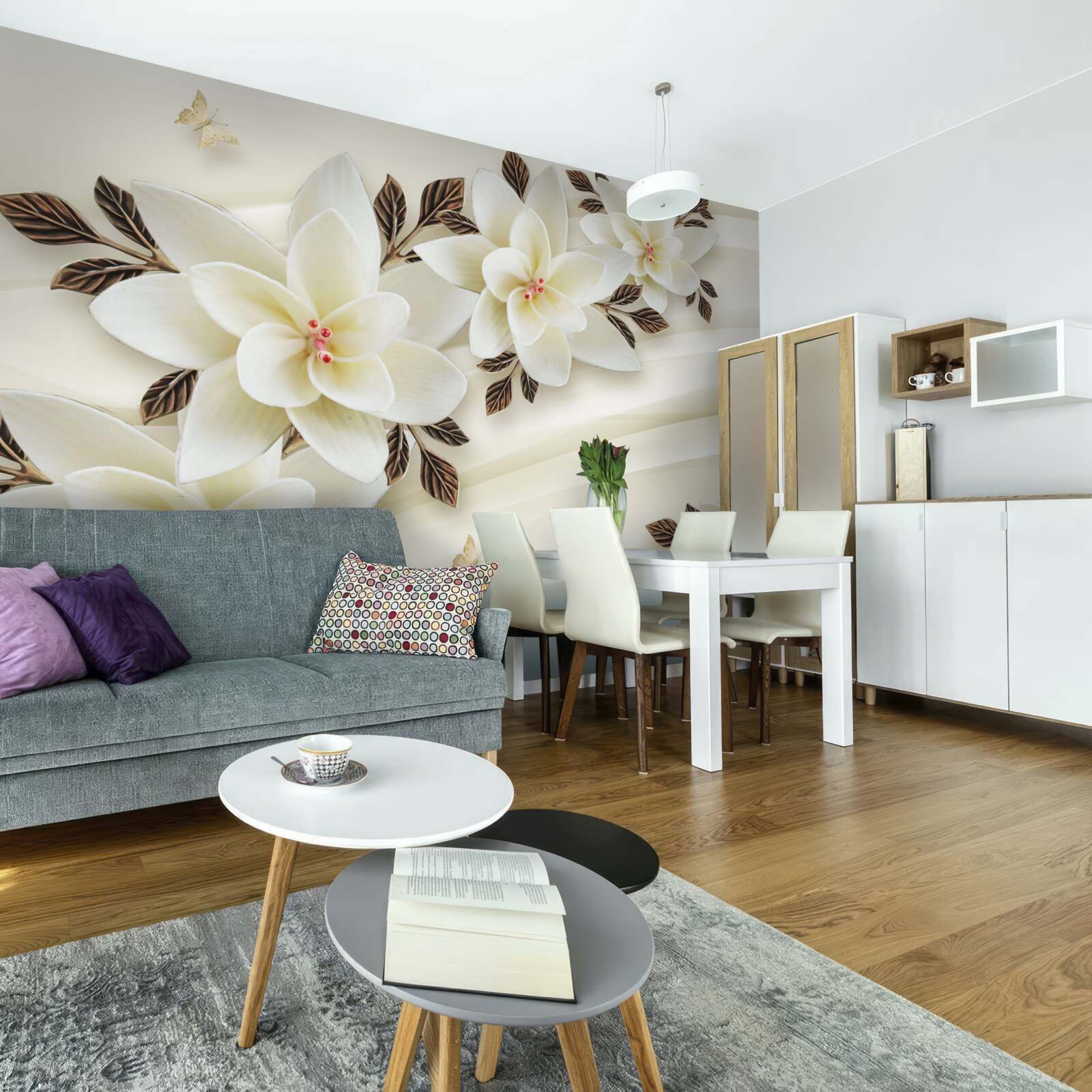 Фотошпалери тканина прикрашена білими квітами лотоса