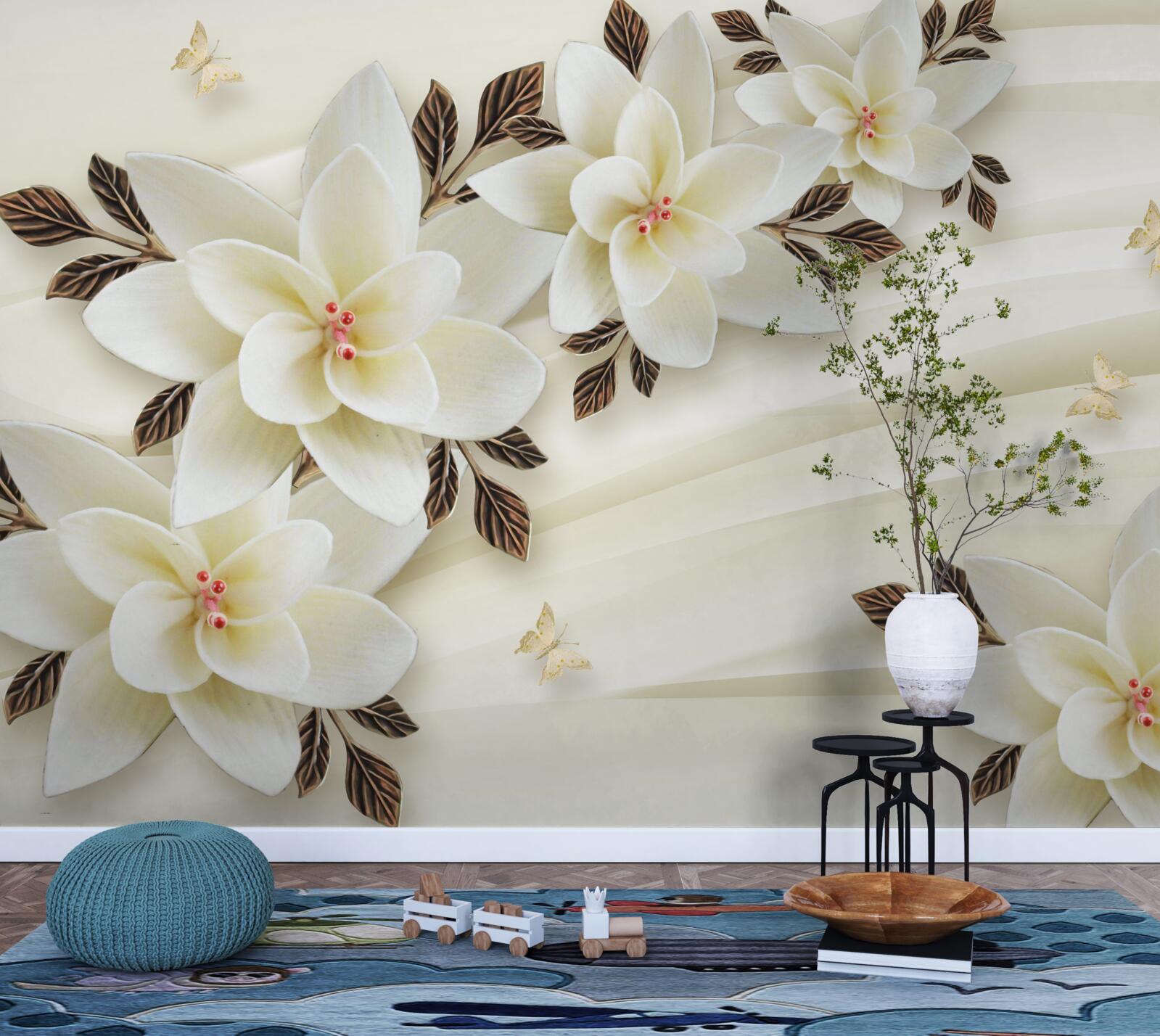 Фотошпалери тканина прикрашена білими квітами лотоса