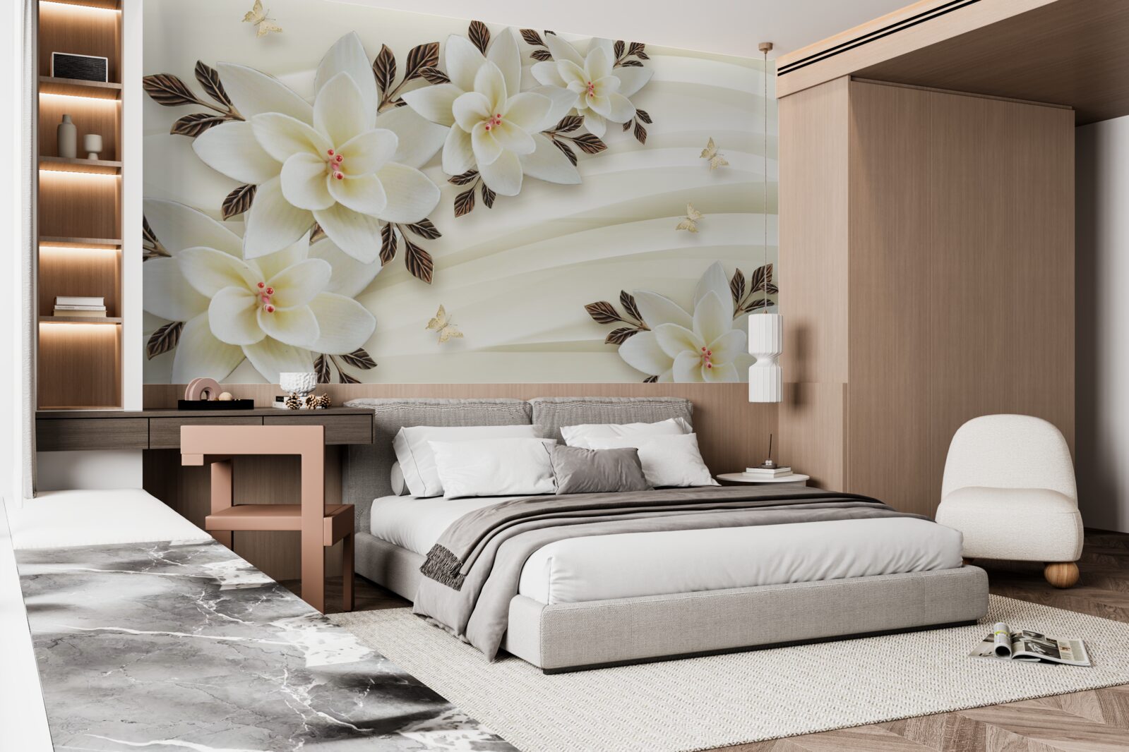 Фотошпалери тканина прикрашена білими квітами лотоса