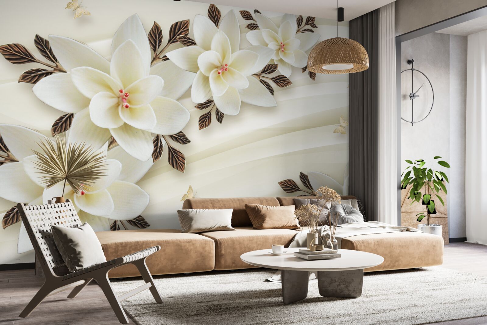 Фотошпалери тканина прикрашена білими квітами лотоса