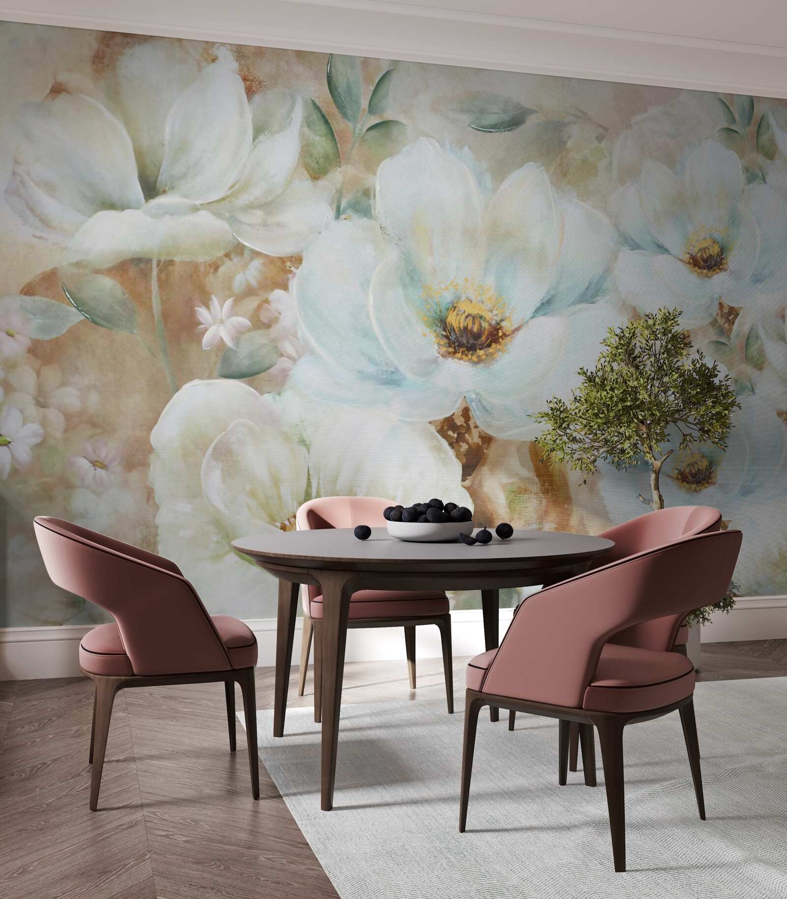 Фотошпалери акварельний живопис білосніжних орхідей