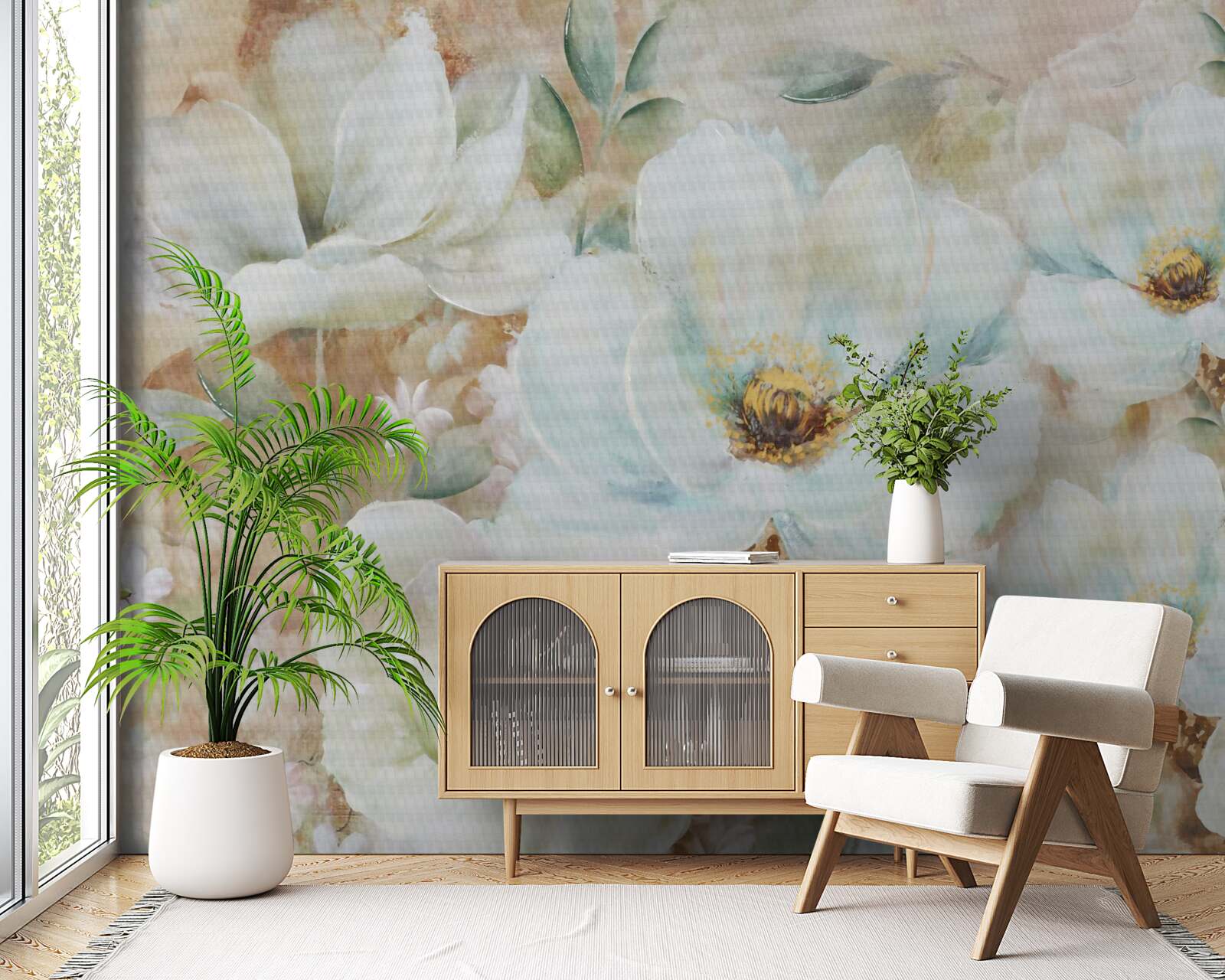 Фотошпалери акварельний живопис білосніжних орхідей