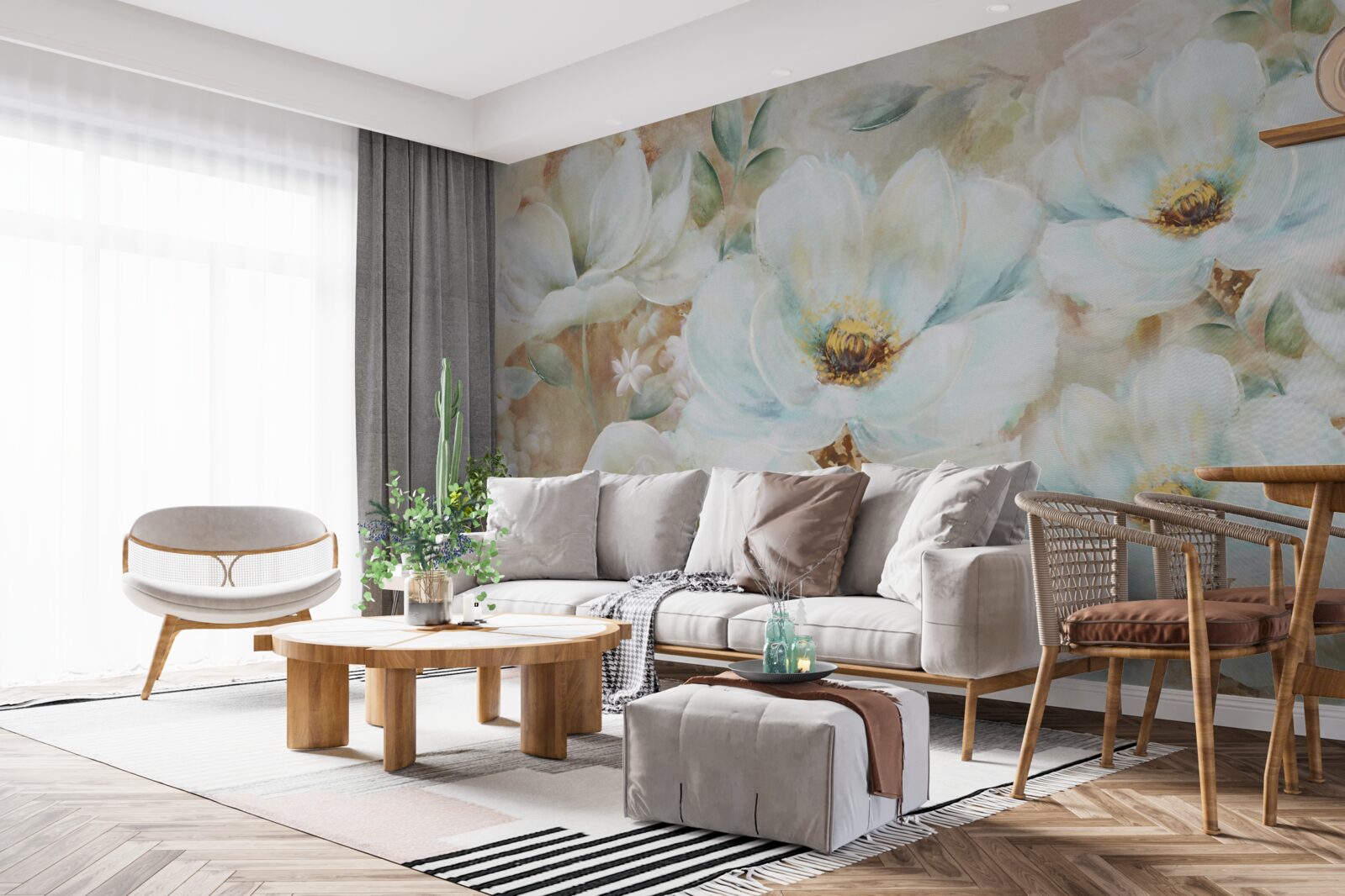 Фотошпалери акварельний живопис білосніжних орхідей