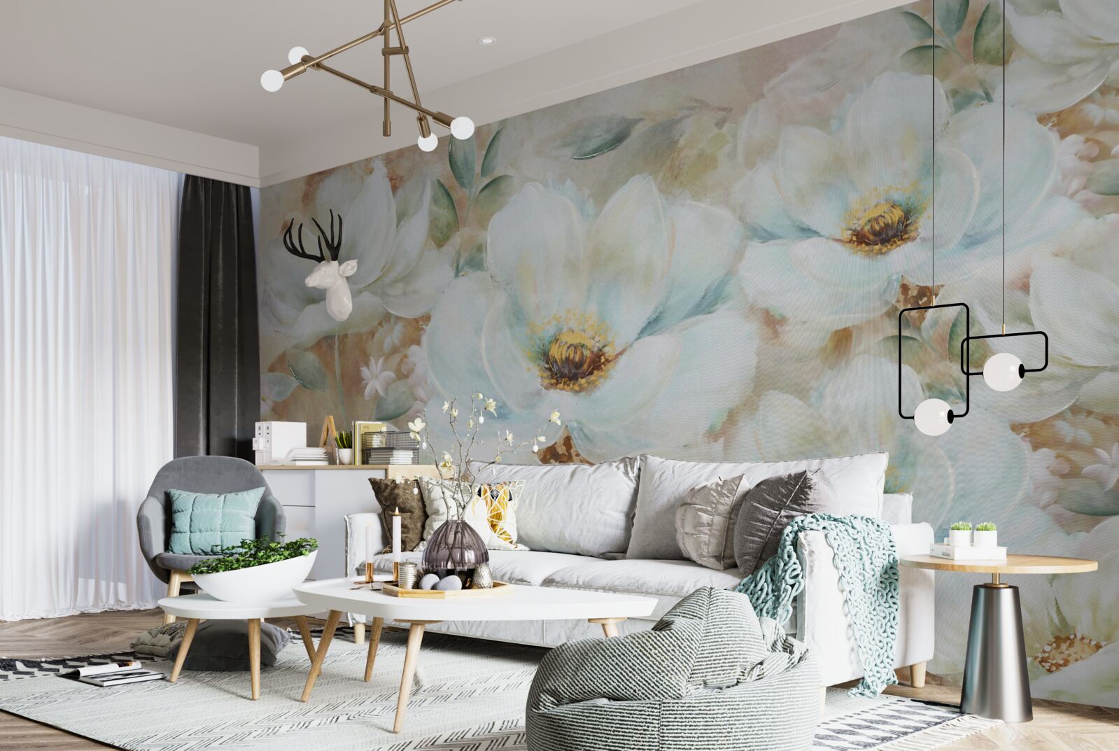 Фотошпалери акварельний живопис білосніжних орхідей