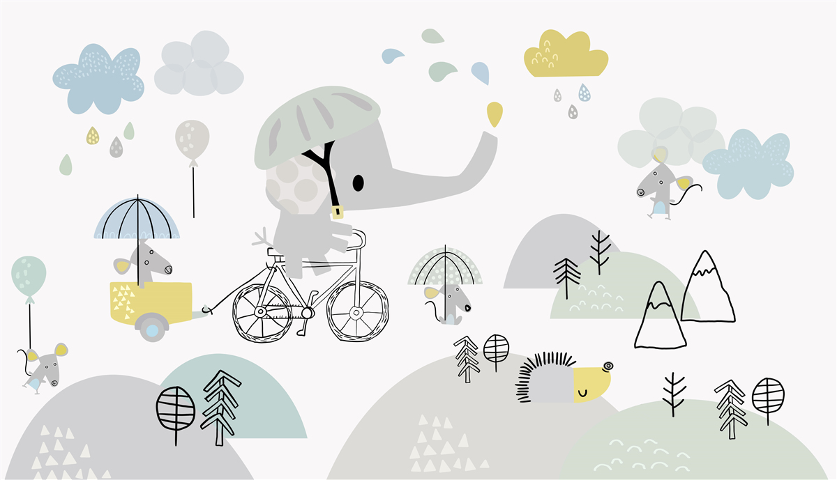 Фотошпалери слоненя спускається по схилу гори