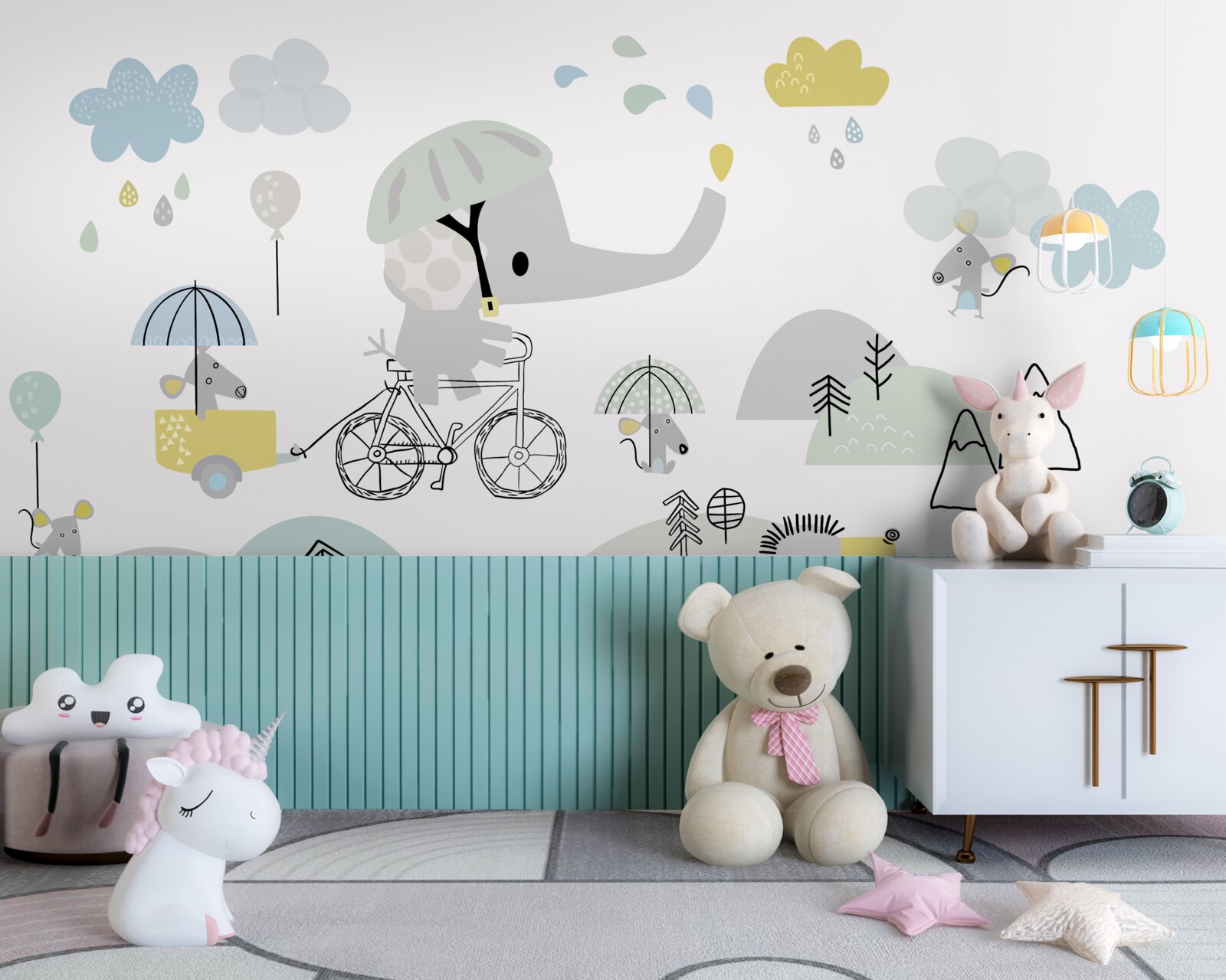 Фотошпалери слоненя спускається по схилу гори