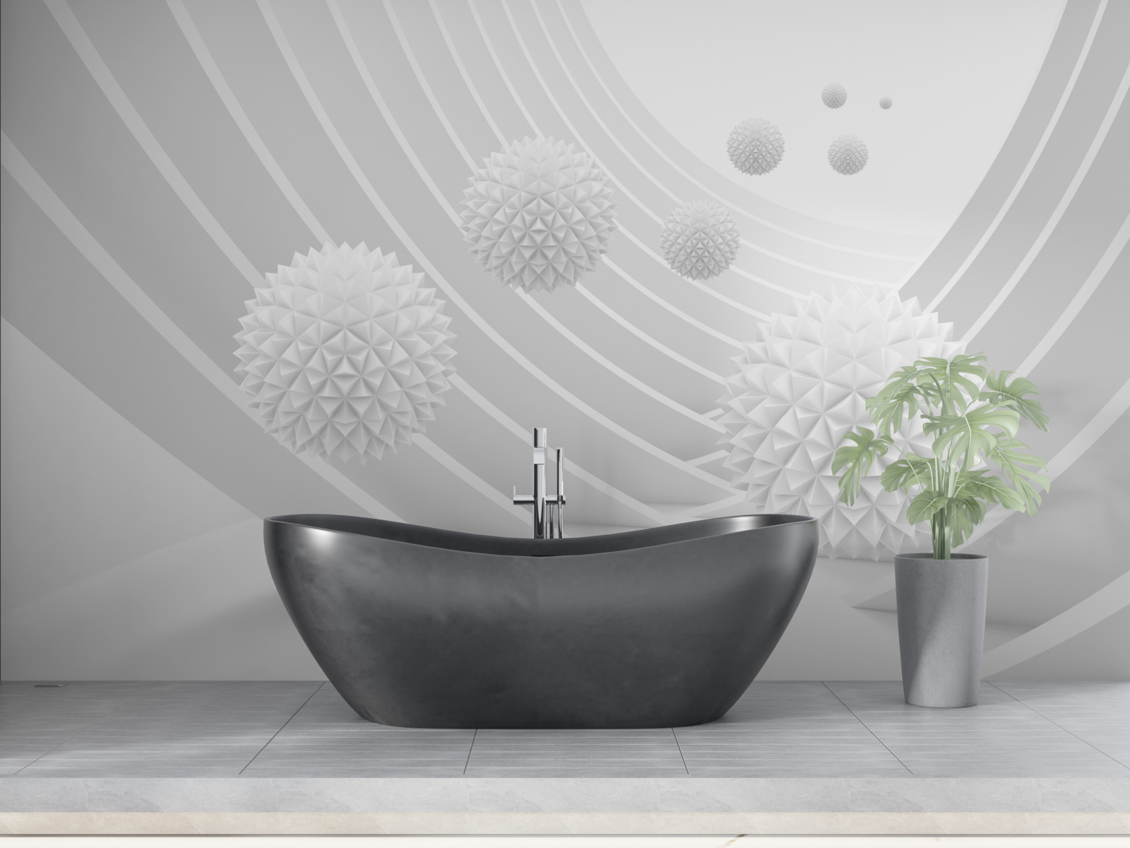 Фотошпалери гострі білі кулі в тунелі, що відступає