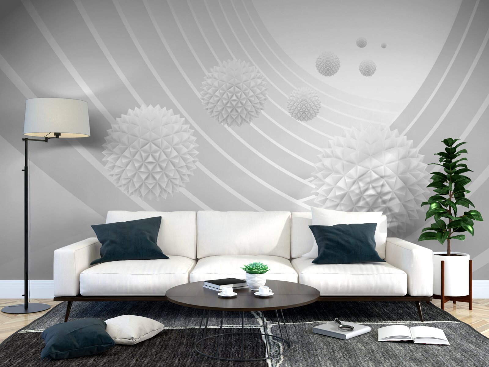 Фотошпалери гострі білі кулі в тунелі, що відступає