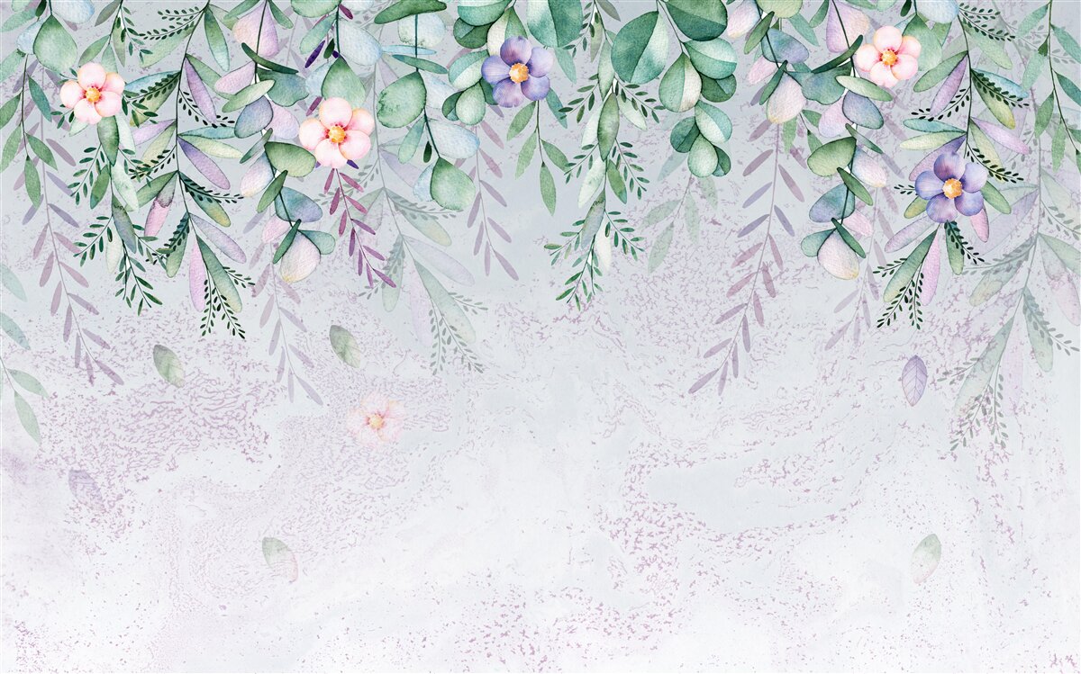 Фотошпалери акварель із зображенням перевернутих квітів