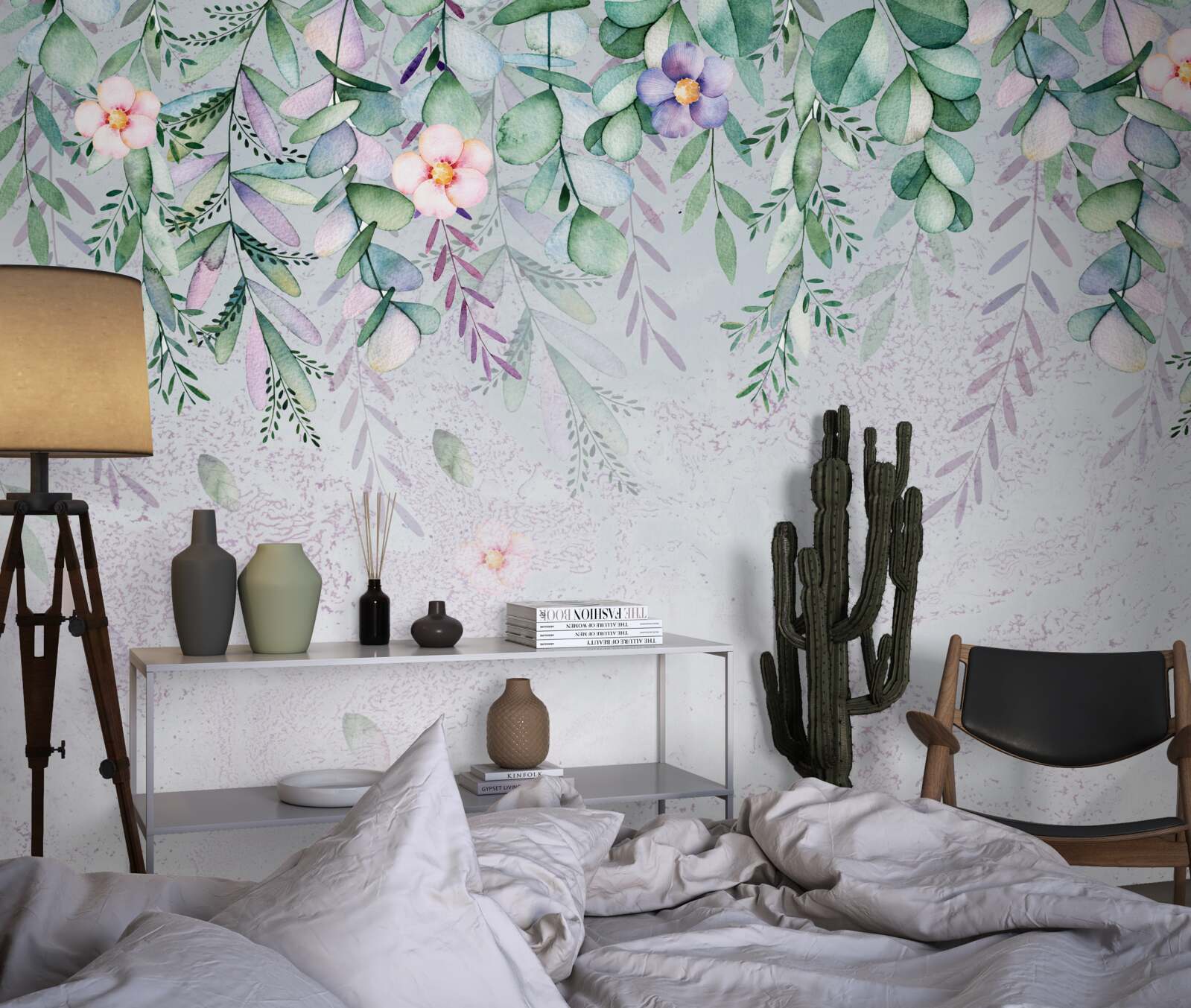 Фотошпалери акварель із зображенням перевернутих квітів