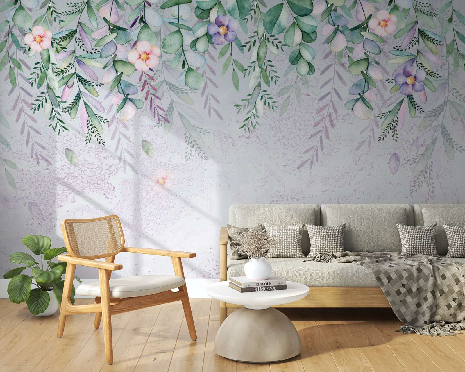 Фотошпалери акварель із зображенням перевернутих квітів