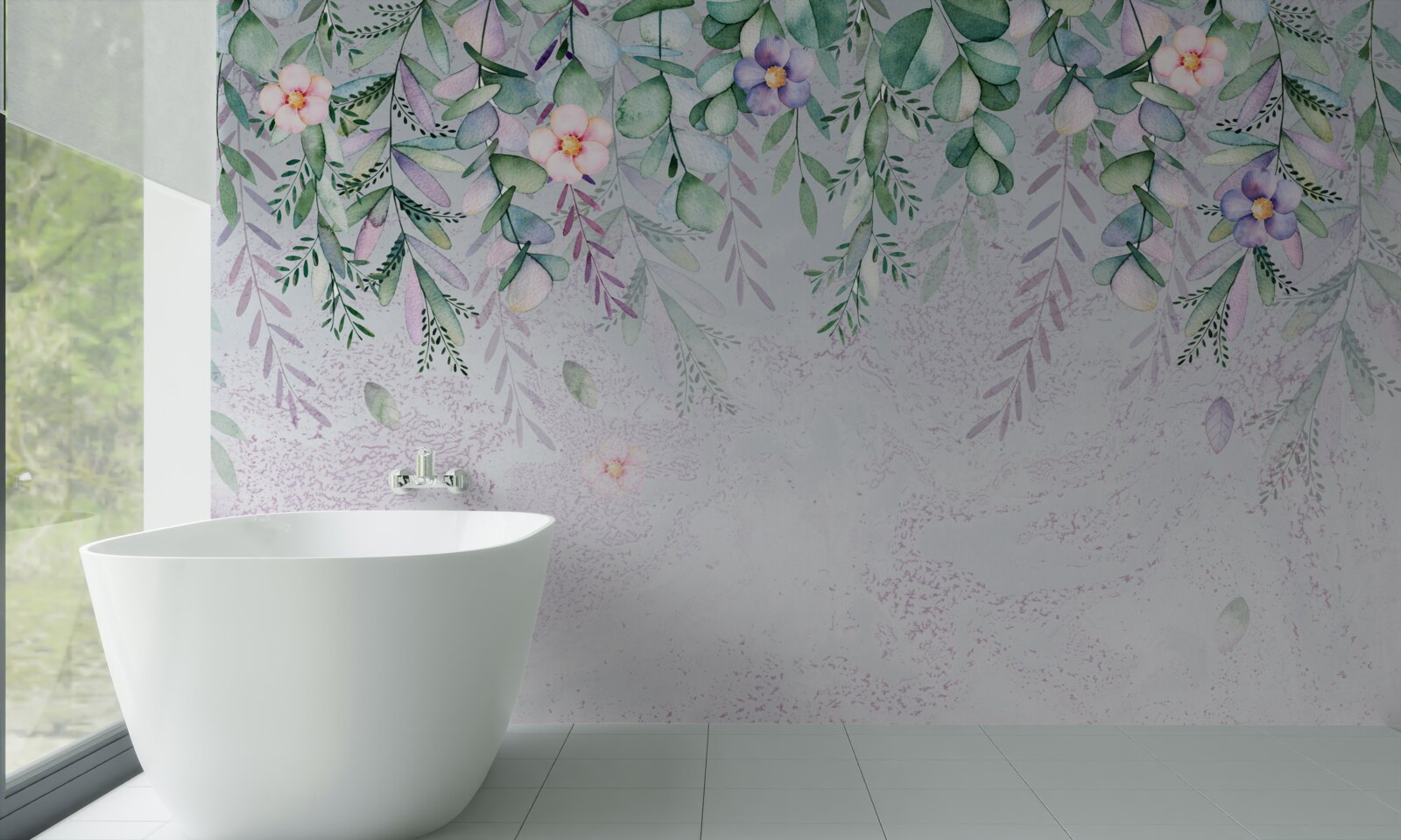 Фотошпалери акварель із зображенням перевернутих квітів