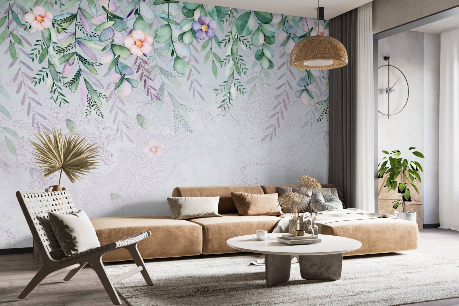 Фотошпалери акварель із зображенням перевернутих квітів