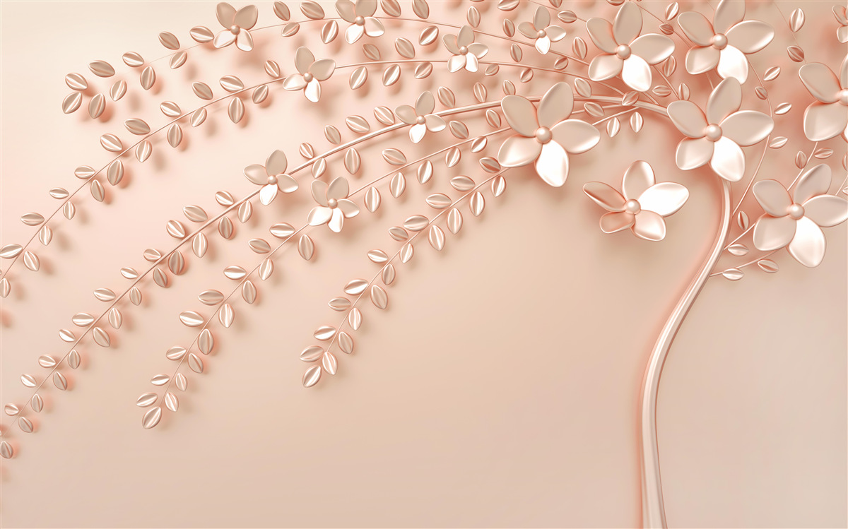 Фотошпалери дерево з тонкою деревиною та багатим цвітінням