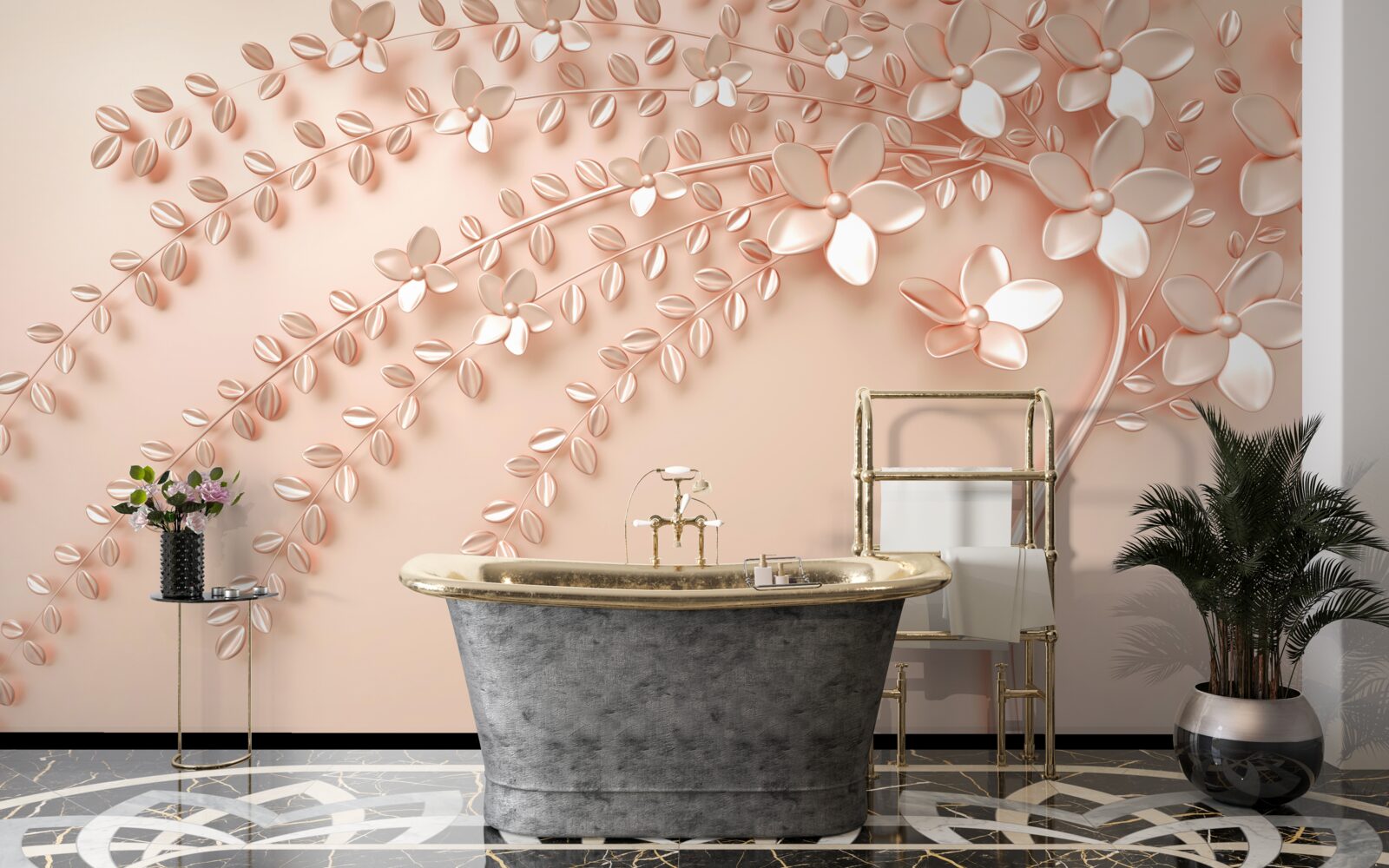 Фотошпалери дерево з тонкою деревиною та багатим цвітінням