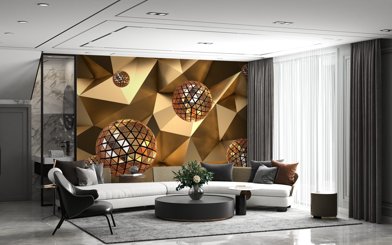 Фотошпалери 3d плаваючі дискотечні кулі