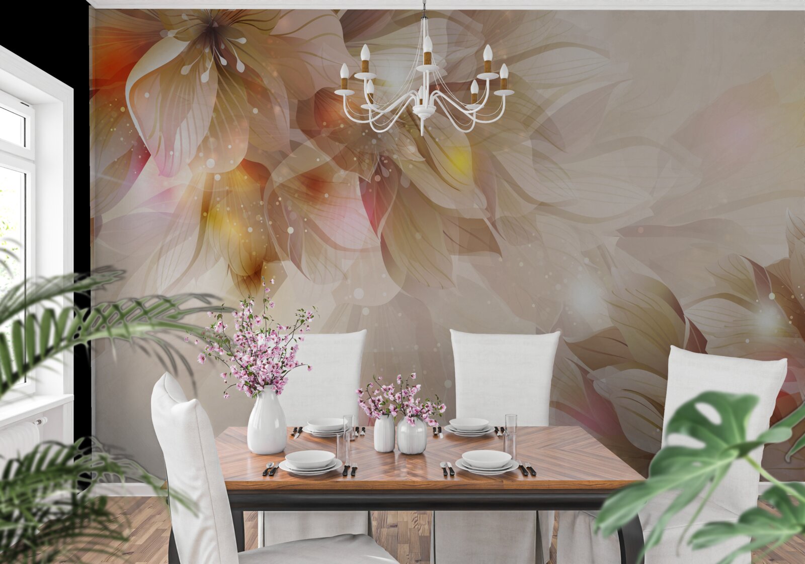 Фотошпалери яскраві квіти з м'яким світлом