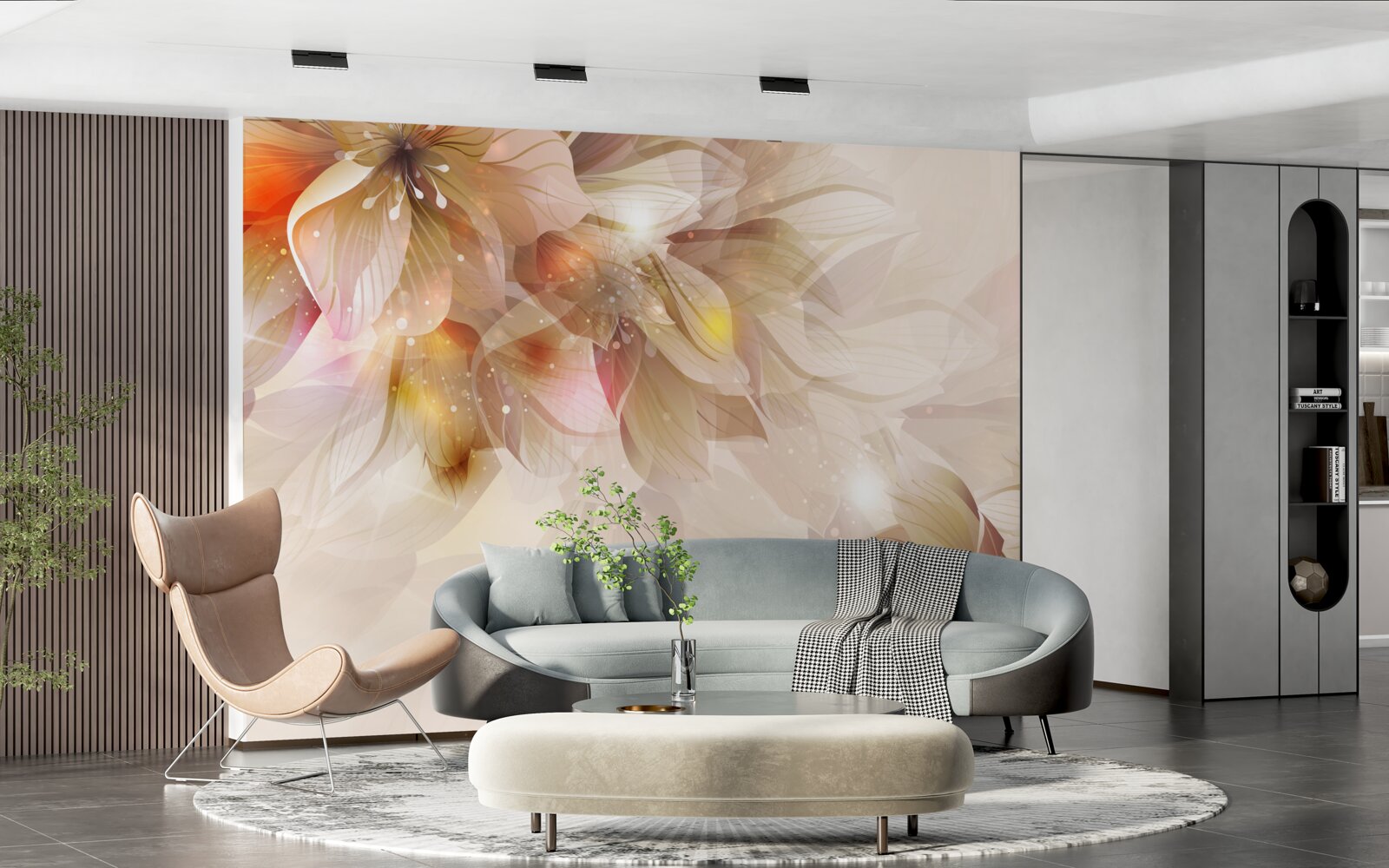 Фотошпалери яскраві квіти з м'яким світлом