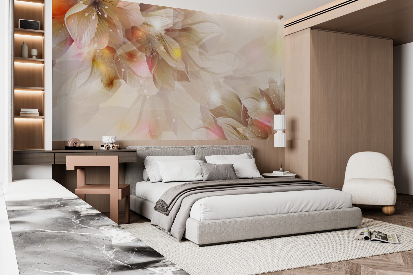 Фотошпалери яскраві квіти з м'яким світлом