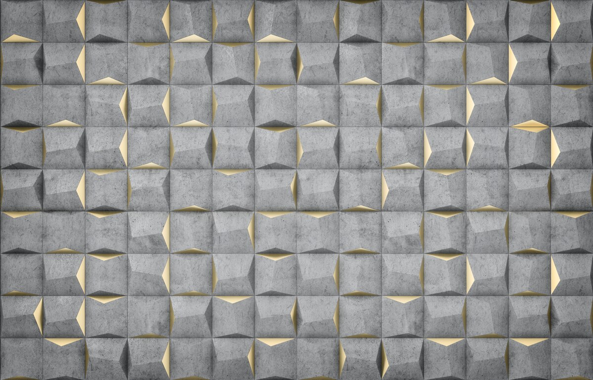 Фотошпалери 3d прямокутники з золотими елементами