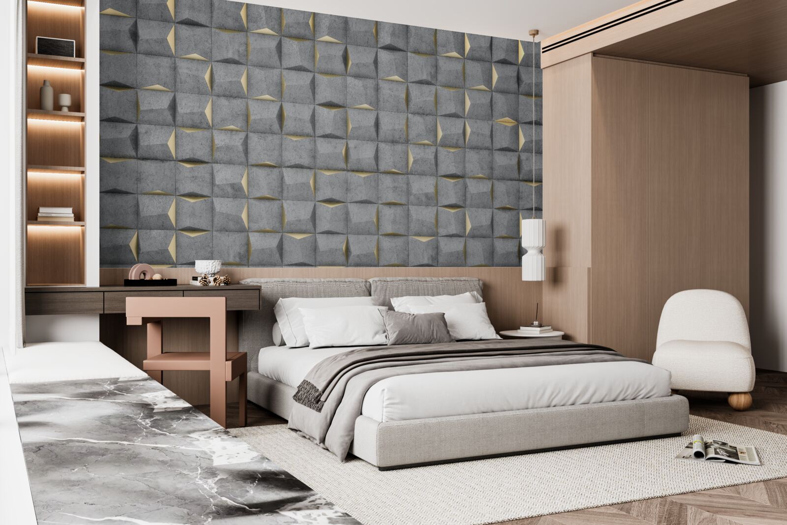 Фотошпалери 3d прямокутники з золотими елементами