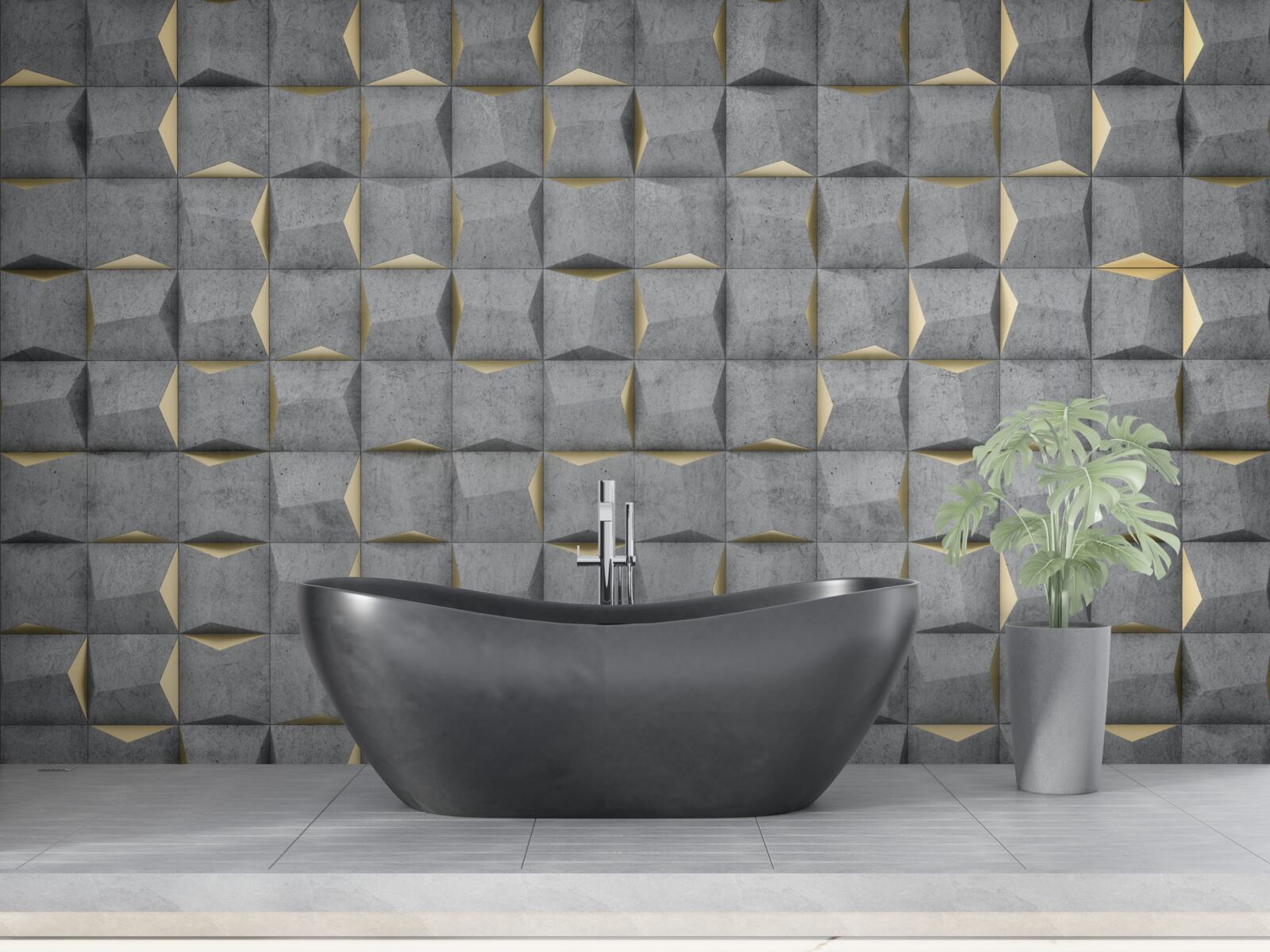 Фотошпалери 3d прямокутники з золотими елементами