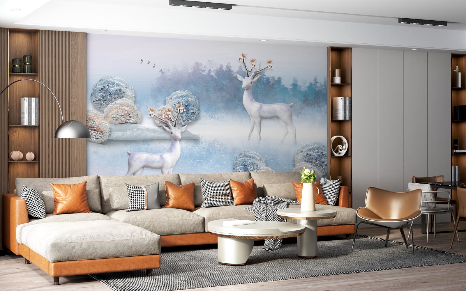 Фотошпалери олень у зимовому лісі