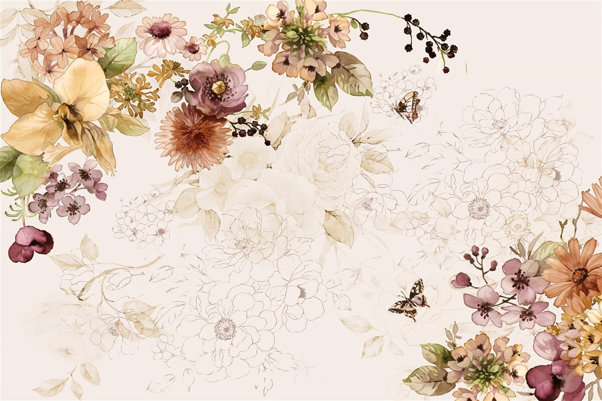 Фотошпалери квіткові композиції на ніжному тлі