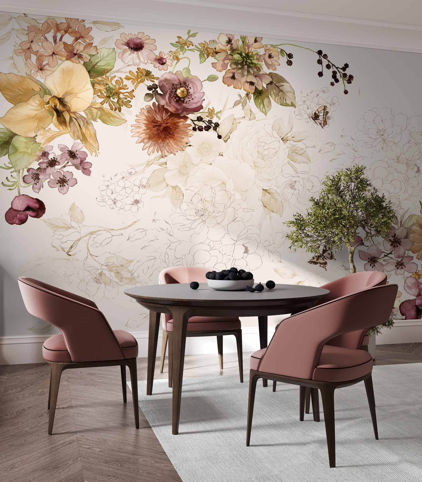 Фотошпалери квіткові композиції на ніжному тлі