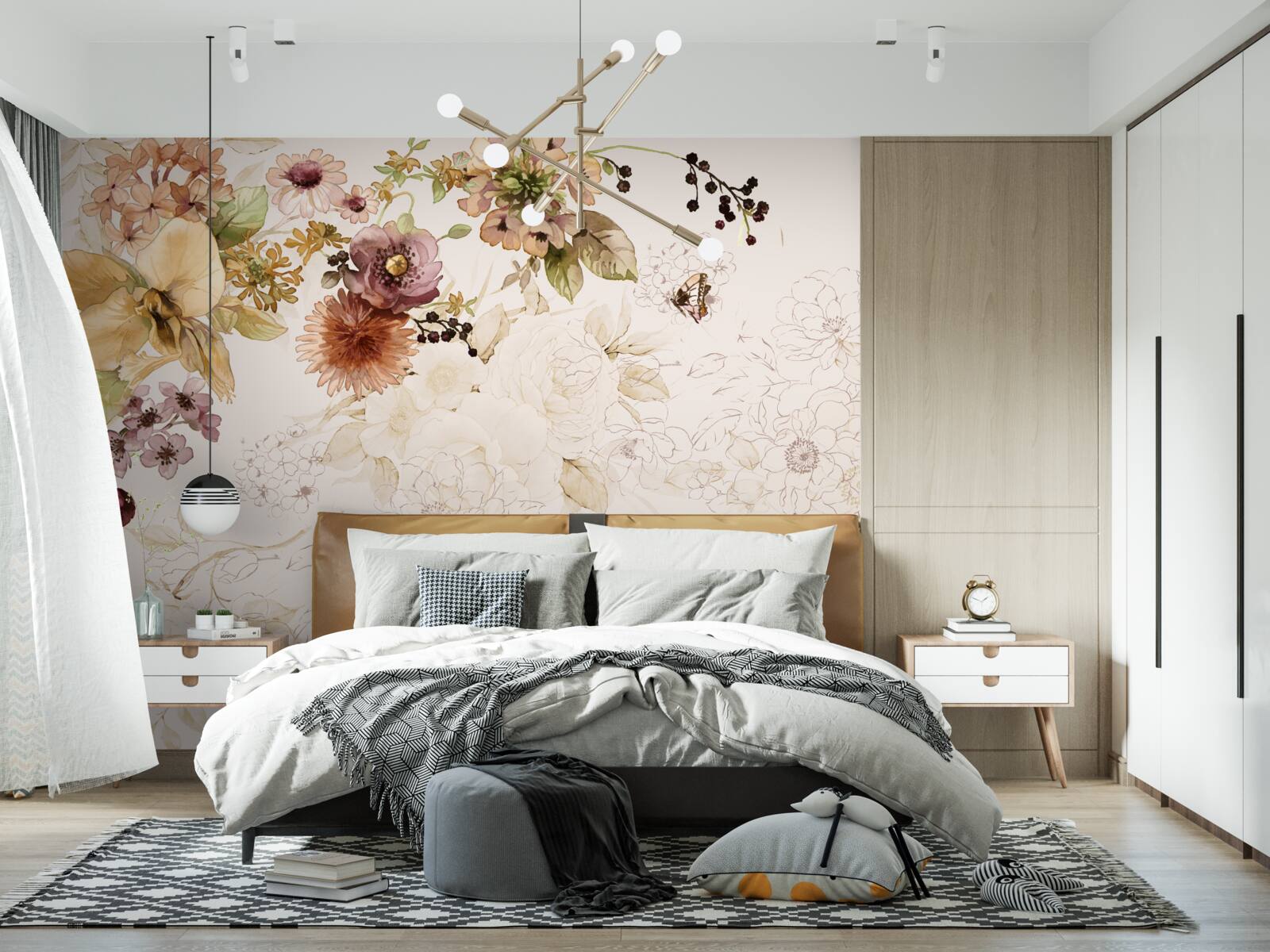 Фотошпалери квіткові композиції на ніжному тлі