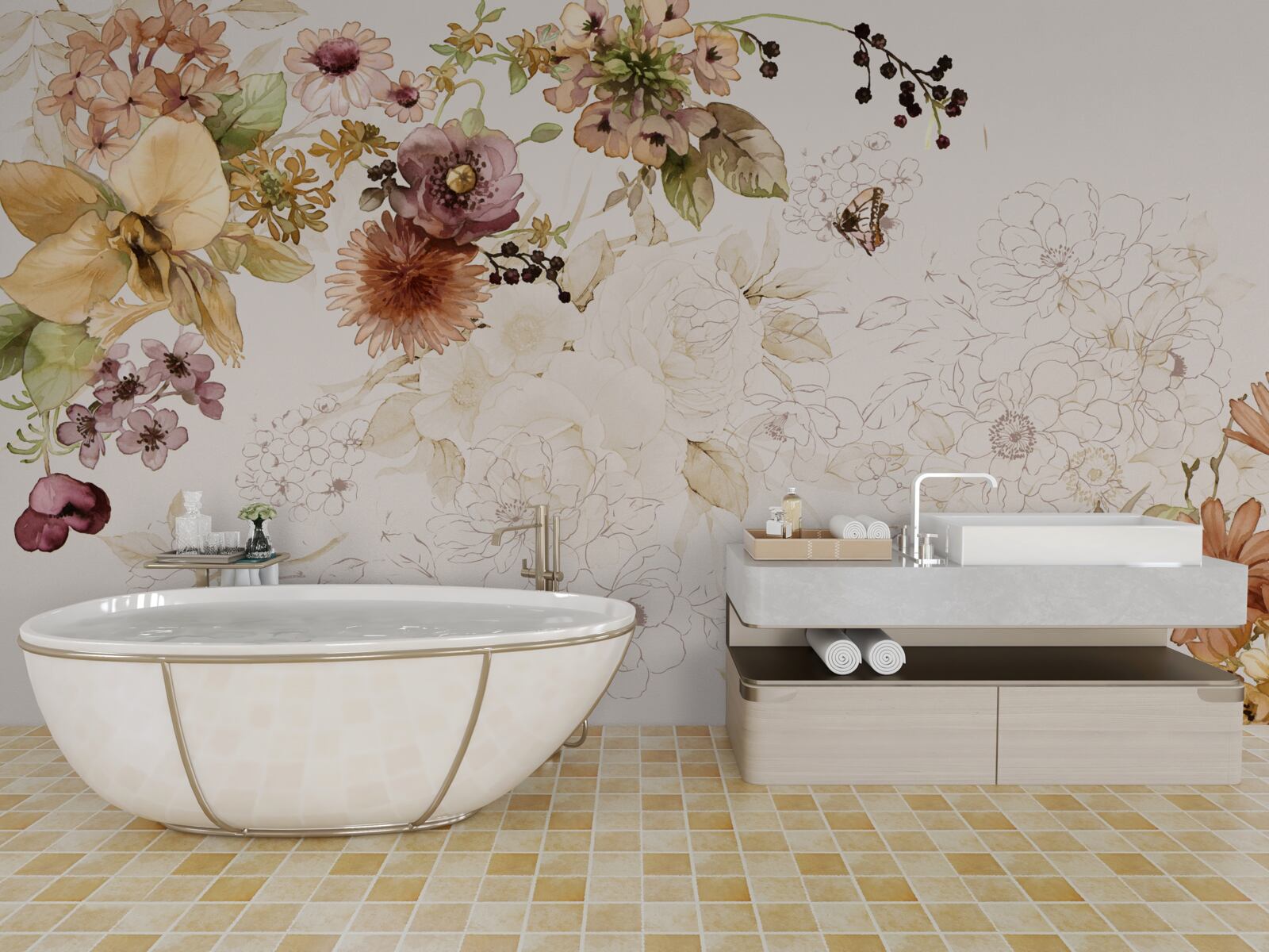 Фотошпалери квіткові композиції на ніжному тлі