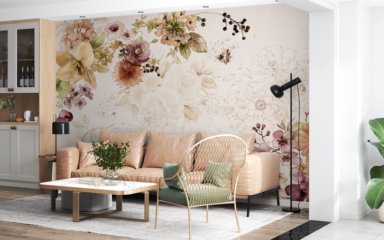 Фотошпалери квіткові композиції на ніжному тлі