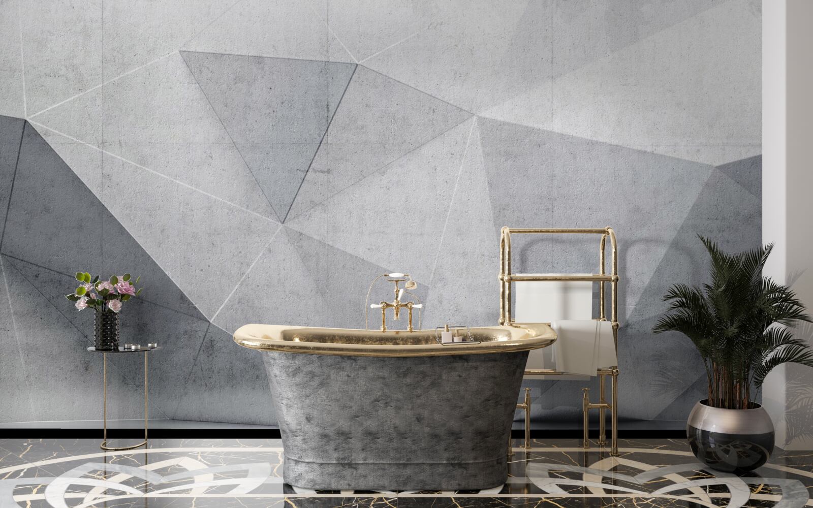 Фотошпалери сірі трикутники в абстрактному стилі