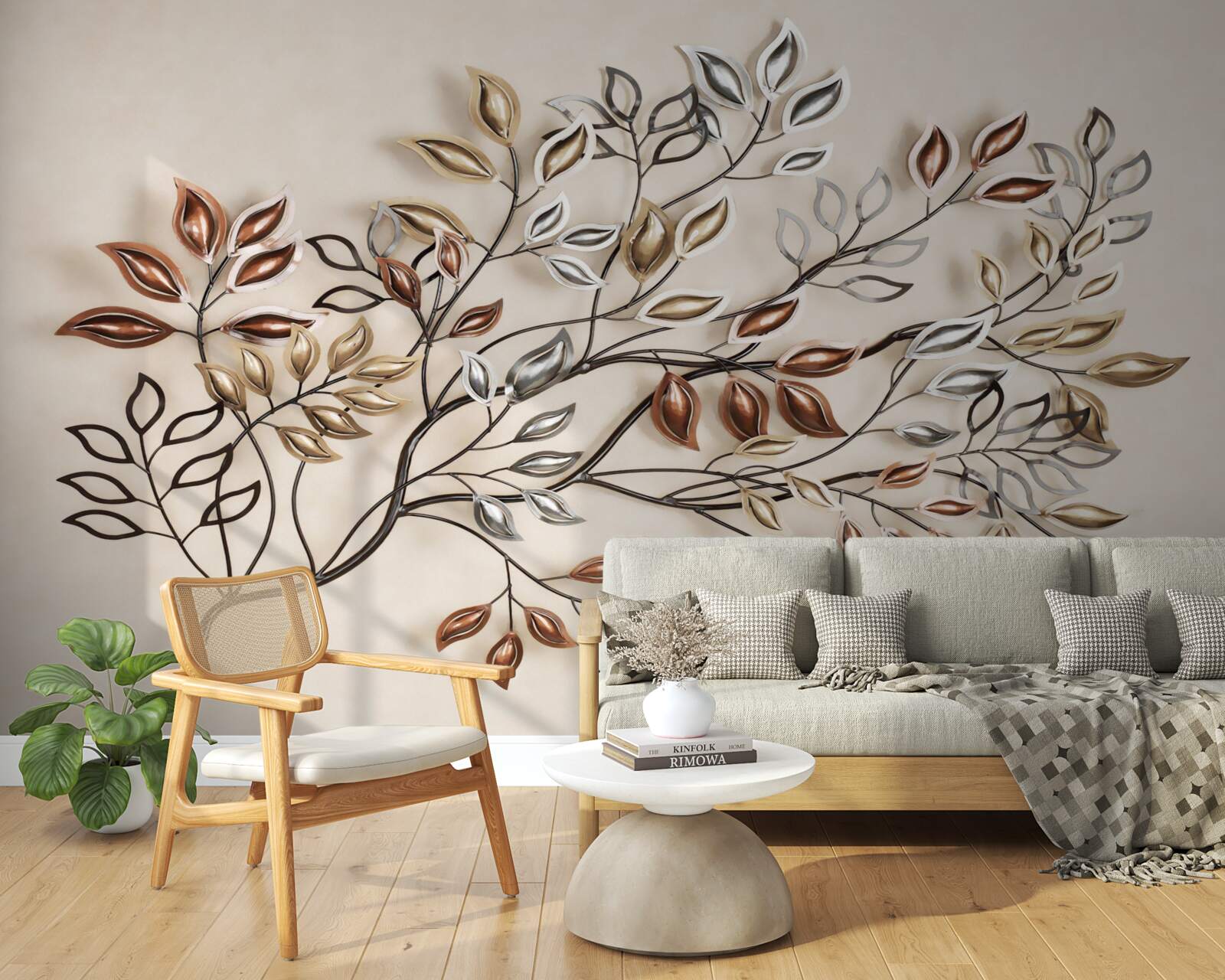 Фотошпалери металеве листя на гілці